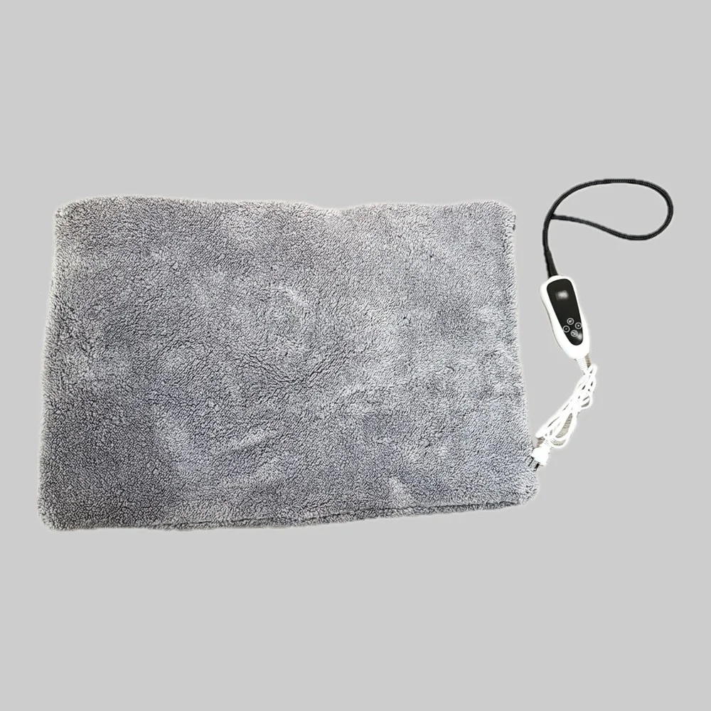 Large Gray Pet Electric Heating Blanket - Adjustable Temp And Timer 18” x 28”